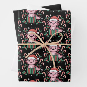 Feuille De Papier Cadeau Joli Axolotl Noël Animal Amphibien Vacances