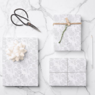 Feuille De Papier Cadeau Joli blanc Damask Floral Print