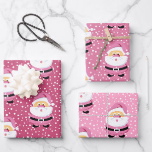 Feuille De Papier Cadeau Joli caprice rose Père Noël Noël