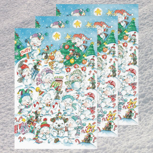Feuille De Papier Cadeau Joli caricature Noël Polaire Ours Penguin Party