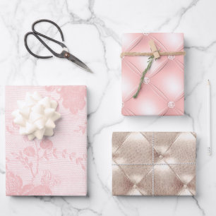 Feuille De Papier Cadeau Joli Champagne Rose Glam