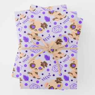 Feuille De Papier Cadeau Joli chiot à méditer