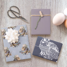 Feuille De Papier Cadeau Joli dans les salutations de Pâques Florales viole