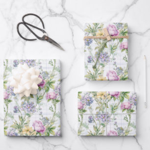 Feuille De Papier Cadeau Joli Fleur sauvage rose, violet, Jaune