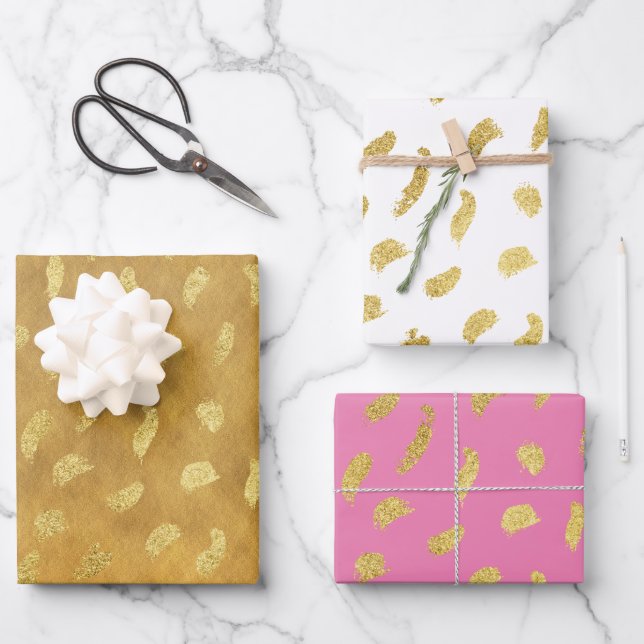 Feuille De Papier Cadeau Joli Glam Or Abstrait (Recto)