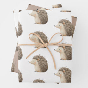 Feuille De Papier Cadeau Joli hérisson en crème Brown