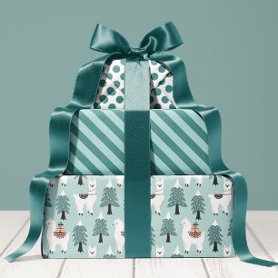 Feuille De Papier Cadeau Joli Lama Fêtes de Noël