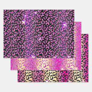 Feuille De Papier Cadeau Joli léopard pourpre 