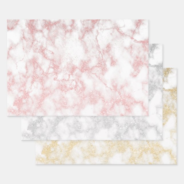Feuille De Papier Cadeau Joli marbre de parties scintillant élégant (Lot)
