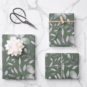 Feuille De Papier Cadeau Joli modèle végétal botanique