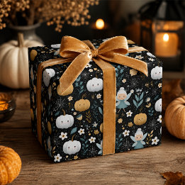 Feuille De Papier Cadeau Joli motif de citrouille de fée d'Halloween
