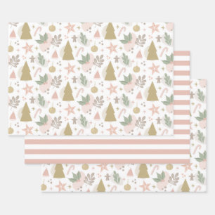 Feuille De Papier Cadeau Joli motif de Noël. L'étoile Pastel