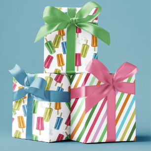 Feuille De Papier Cadeau Joli Motif de Popsicles d'été coloré