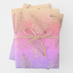 Feuille De Papier Cadeau Joli motif holographique de Noël