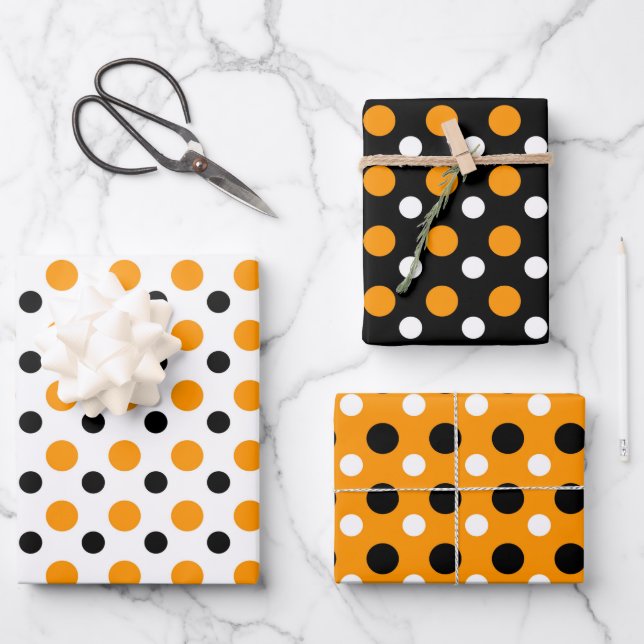 Feuille De Papier Cadeau Joli Motif Orange Et Noir (Recto)