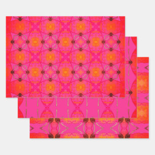Feuille De Papier Cadeau Joli Motif rose et orange