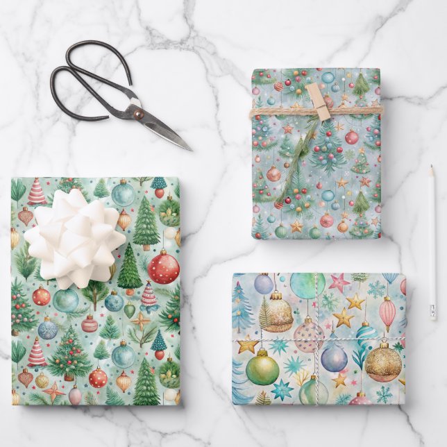 Feuille De Papier Cadeau Joli Noël Pastel (Recto)
