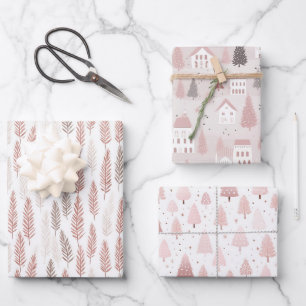 Feuille De Papier Cadeau Joli Noël Pastel Rose