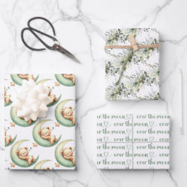 Feuille De Papier Cadeau Joli ours en peluche dormant sexe neutre boho