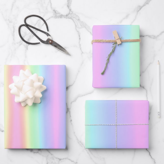 Feuille De Papier Cadeau Joli Pastel Rainbow dégradent (Recto)
