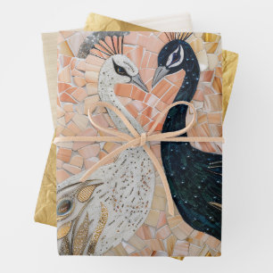 Feuille De Papier Cadeau Joli Peacock Pink Gold Glam