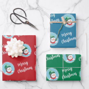 Feuille De Papier Cadeau Joli Retro Snowman Joyeux Noël