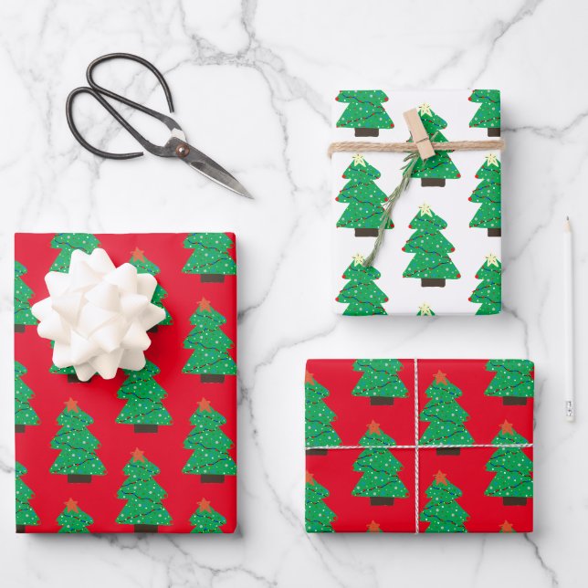 Feuille De Papier Cadeau Joli sapin de Noël (Recto)