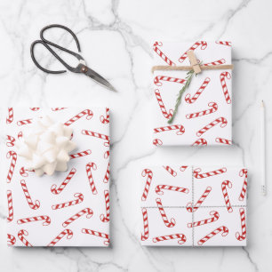 Feuille De Papier Cadeau Joli Sucre de canne rouge et blanc Motif de Noël