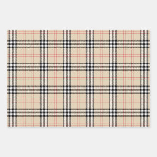 Feuille De Papier Cadeau Joli Tartan Plaid Beige