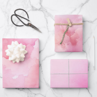 Feuille De Papier Cadeau Jolie aquarelle rose pastel