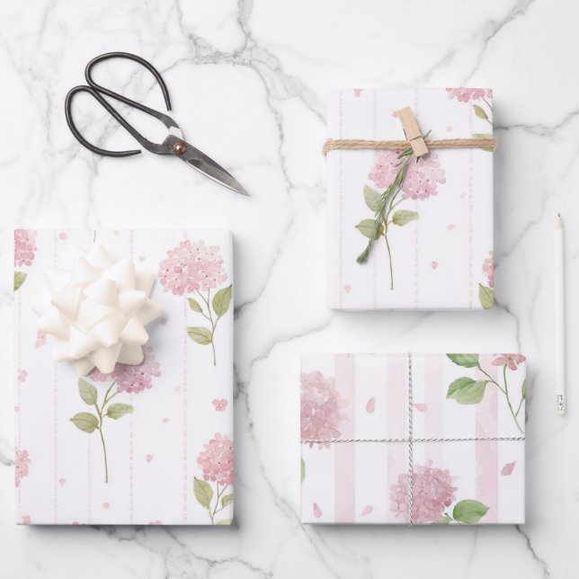 Feuille De Papier Cadeau Jolie douche de mariée florale rose (Recto)