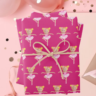 Feuille De Papier Cadeau Jolie fille blonde ballerine Photo personnalisée p