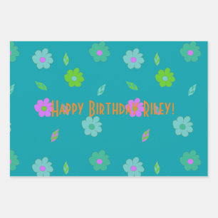 Feuille De Papier Cadeau Jolie fille Fleur Retro