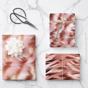 Feuille De Papier Cadeau Jolie fille Rose or rose blanc