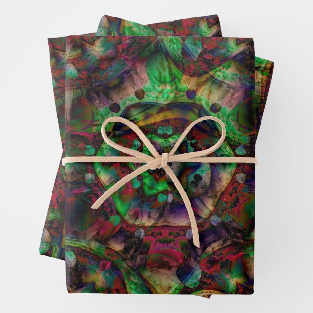 Feuille De Papier Cadeau Jolie flambée de fleurs Abstraite (En situation)