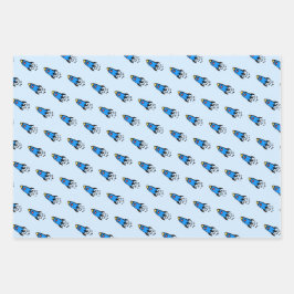 Feuille De Papier Cadeau Jolie fusée bleue