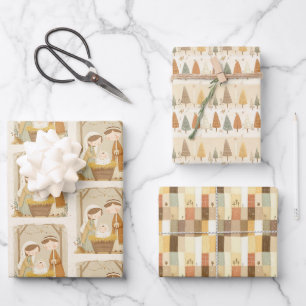 Feuille De Papier Cadeau Jolie Nativité Noël