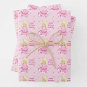 Feuille De Papier Cadeau Jolie princesse Anniversaire rose Personnalisé Fil