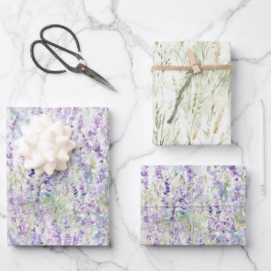 Feuille De Papier Cadeau Jolies Fleurs Violettes Romantiques Baby Shower