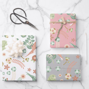 Feuille De Papier Cadeau Jolies Oiseaux & Fleurs