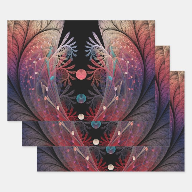 Feuille De Papier Cadeau Jonglage Abstrait Art moderne Imaginaire fractal (Lot)