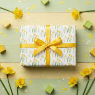 Feuille De Papier Cadeau Jonquilles Pâques Printemps Motif Floral Bulbes Ca