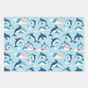 Feuille De Papier Cadeau Jouer Motif de dauphins