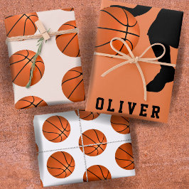 Feuille De Papier Cadeau Joueur de basket-ball Nom des enfants Anniversaire