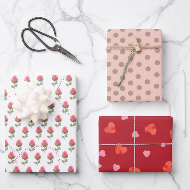 Feuille De Papier Cadeau Jour de la Saint Valentin (Recto)
