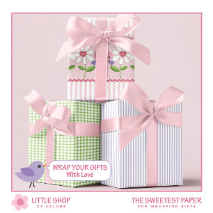 Feuille De Papier Cadeau Jour des Valentines des Coeurs Floraux