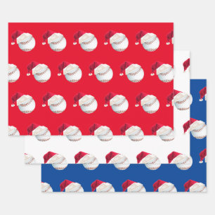 Feuille De Papier Cadeau Jour férié de Noël de Baseball Sports Père Noël