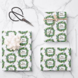 Feuille De Papier Cadeau Joyeuse couronne de Noël
