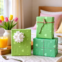 Feuille De Papier Cadeau Joyeuse fête des mères jeu de thème vert de 3
