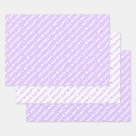 Feuille De Papier Cadeau Joyeuse Fête des Mères Lilac et Blanc